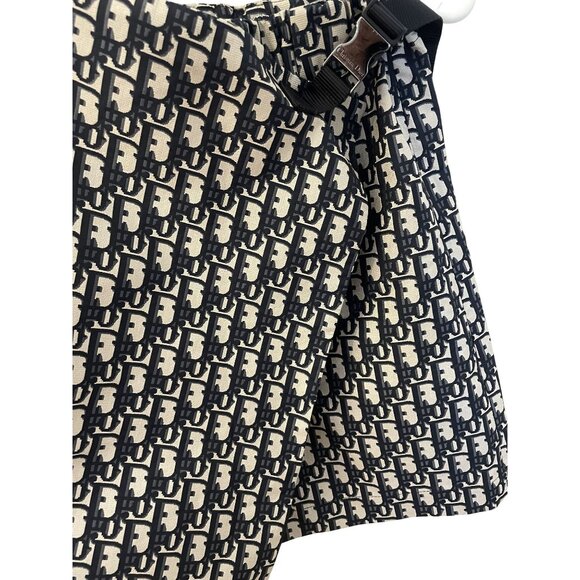 Christian Dior Monogram Print Wrap Skirt With Buckle Detail Black & White Womens - Picture 4 of 10